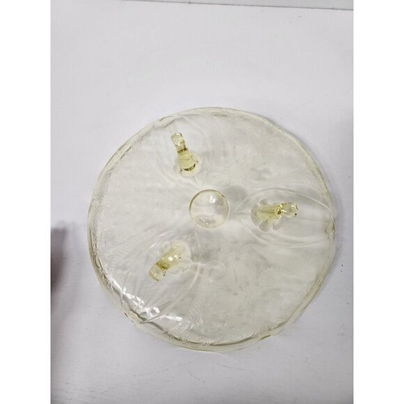 VTG Lancaster Landrum Pattern Yellow Depression Glass Cake Plate Footed Stand - Picture 7 of 10